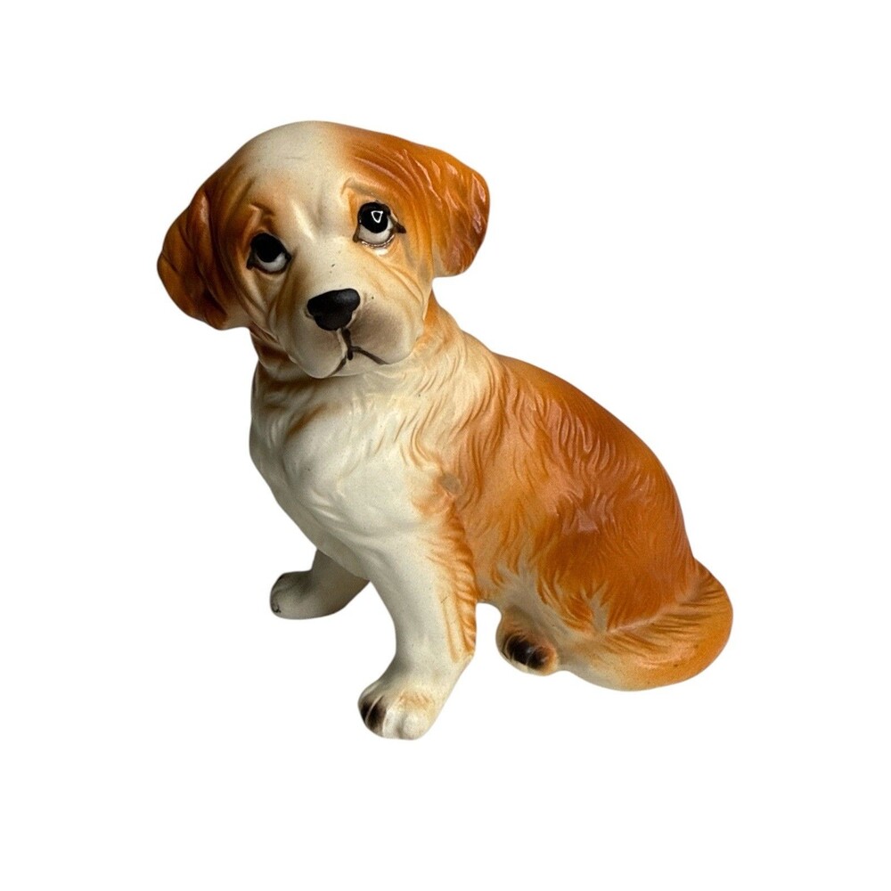 Vintage Lefton St Bernard Puppy Figurine H8081 Porcelain Dog Japan
